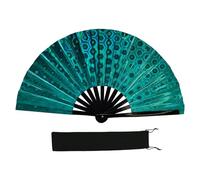 Grand ventilateur à main pliable et coloré scintillant pour Line, Dance, Art Martial, Taichi, avec rabat cadeau réfléchissant