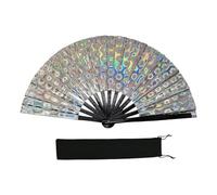 Grand ventilateur à main pliable et coloré scintillant pour Line, Dance, Art Martial, Taichi, avec rabat cadeau réfléchissant