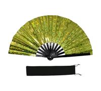 Grand ventilateur à main pliable et coloré scintillant pour Line, Dance, Art Martial, Taichi, avec rabat cadeau réfléchissant