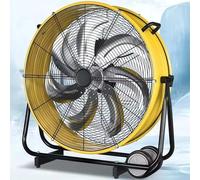 Grand ventilateur à tambour industriel avec 3 vitesses haute vitesse, roues intégrées et poignée pour garage, entrepôt, atelier, usine et sous-sol