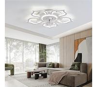 Grand Ventilateur De Salon Floral Avec Lumière, Ventilateur De Plafond Design À 6 Vitesses LED Dimmable, Moteur DC Réversible, Modes Hiver Et Été, Plafonnier Avec Ventilateur Et Minuterie-White||65CM