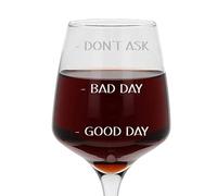 Grand verre à vin humoristique gravé « Good Day Bad Day Don't Ask » - Cadeau pour les amateurs de vin - 400 ml