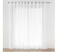 Douceur d'Intérieur, Voilage XXL à Oeillets Grande Largeur (240 x 400 cm) Haltona Blanc, Effet Lin Tissé