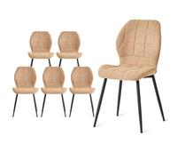 GrandCA HOME Chaise Salle à Manger Lot de 6, Chaises Cuisine Moderne Tissu