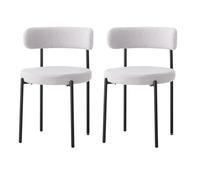 GrandCA HOME Lot de 2 Chaises de Salle à Manger, Chaise de Cuisine Rembourrée en Velours Teddy, Idéale pour Le Salon, La Salle à Manger et La Chambre, Gris Clair