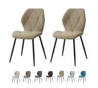 GrandCA HOME Lot de 2 Chaises de Salle à Manger, Chaises de Cuisine Nordiques, Chaises Rembourrées avec Pieds en Métal, Coussins en Tissu Losange, Haricot Vert-R