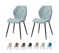 GrandCA HOME Lot de 2 Chaises de Salle à Manger, Chaises de Cuisine Nordiques, Chaises Rembourrées avec Pieds en Métal, Coussins en Tissu Losange, Menthe Verte-R