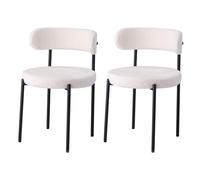 GrandCA HOME Lot de 2 Chaises de Salle à Manger, Chaises de Cuisine Rembourrées avec Velours Teddy, Chaises Modernes pour Salon, Cuisine, Salle à Manger,Blanc
