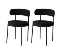 GrandCA HOME Lot de 2 Chaises de Salle à Manger, Chaises de Cuisine Rembourrées avec Velours Teddy, Chaises Modernes pour Salon, Cuisine, Salle à Manger, Noir