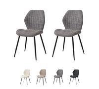 GrandCA HOME Lot de 2 Chaises de Salle à Manger Rembourrées, Chaises de Cuisine Nordiques, Chaises Rembourrées avec Pieds en Métal, Coussin en Tissu, Gris