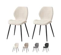 GrandCA HOME Lot de 2 Chaises de Salle à Manger Rembourrées, Chaises de Cuisine Nordiques, Chaises Rembourrées avec Pieds en Métal, Coussin en Tissu, Beige