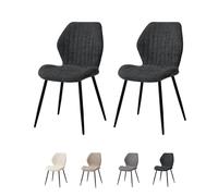 GrandCA HOME Lot de 2 Chaises de Salle à Manger Rembourrées, Chaises de Cuisine Nordiques, Chaises Rembourrées avec Pieds en Métal, Coussin en Tissu,Noir