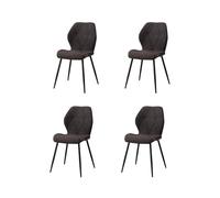 GrandCA HOME Lot de 4 Chaises de Salle à Manger, Chaises de Cuisine Nordiques, Chaises Rembourrées avec Pieds en Métal, Coussins en Tissu Losange, Noir-R