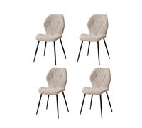 GrandCA HOME Lot de 4 Chaises de Salle à Manger, Chaises de Cuisine Nordiques, Chaises Rembourrées avec Pieds en Métal, Coussins en Tissu Losange, Beige-R