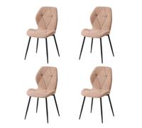 GrandCA HOME Lot de 4 Chaises de Salle à Manger, Chaises de Cuisine Nordiques, Chaises Rembourrées avec Pieds en Métal, Coussins en Tissu Losange, Kaki