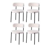 GrandCA HOME Lot de 4 Chaises de Salle à Manger, Chaises de Cuisine Rembourrées avec Velours Teddy, Chaises Modernes pour Salon, Cuisine, Salle à Manger,Blanc