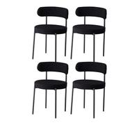 GrandCA HOME Lot de 4 Chaises de Salle à Manger, Chaises de Cuisine Rembourrées avec Velours Teddy, Chaises Modernes pour Salon, Cuisine, Salle à Manger, Noir