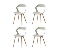 GrandCA HOME Lot de 4 Chaises de Salle à Manger ou Chaise de Bureau avec Pieds en Métal, Chaises de Cuisine pour Salon, Salle à Manger, Salle de Réunion,Beige+Chêne