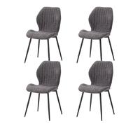 GrandCA HOME Lot de 4 Chaises de Salle à Manger Rembourrées, Chaises de Cuisine Nordiques, Chaises Rembourrées avec Pieds en Métal, Coussin en Tissu,Noir