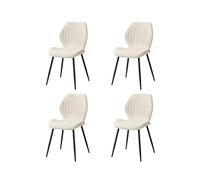 GrandCA HOME Lot de 4 Chaises de Salle à Manger Rembourrées, Chaises de Cuisine Nordiques, Chaises Rembourrées avec Pieds en Métal, Coussin en Tissu, Beige