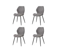 GrandCA HOME Lot de 4 Chaises de Salle à Manger Rembourrées, Chaises de Cuisine Nordiques, Chaises Rembourrées avec Pieds en Métal, Coussin en Tissu, Gris