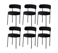 GrandCA HOME Lot de 6 Chaises de Salle à Manger, Chaise de Cuisine Rembourrée en Velours Teddy, Idéale pour Le Salon, La Salle à Manger et La Chambre, Noir