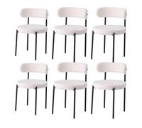 GrandCA HOME Lot de 6 Chaises de Salle à Manger, Chaise de Cuisine Rembourrée en Velours Teddy, Idéale pour Le Salon, La Salle à Manger et La Chambre, Blanc