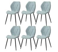 GrandCA HOME Lot de 6 Chaises de Salle à Manger, Chaises de Cuisine Nordiques, Chaises Rembourrées avec Pieds en Métal, Coussins en Tissu Losange, Menthe Verte-R