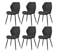GrandCA HOME Lot de 6 Chaises de Salle à Manger Rembourrées, Chaises de Cuisine Nordiques, Chaises Rembourrées avec Pieds en Métal, Coussin en Tissu,Noir