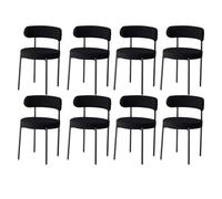 GrandCA HOME Lot de 8 Chaises de Salle à Manger, Chaise de Cuisine Rembourrée en Velours Teddy, Idéale pour Le Salon, La Salle à Manger et La Chambre, Noir