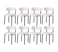 GrandCA HOME Lot de 8 Chaises de Salle à Manger, Chaise de Cuisine Rembourrée en Velours Teddy, Idéale pour Le Salon, La Salle à Manger et La Chambre, Blanc