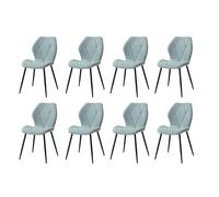 GrandCA HOME Lot de 8 Chaises de Salle à Manger, Chaises de Cuisine Nordiques, Chaises Rembourrées avec Pieds en Métal, Coussins en Tissu Losange, Menthe Verte-R
