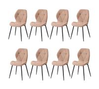GrandCA HOME Lot de 8 Chaises de Salle à Manger, Chaises de Cuisine Nordiques, Chaises Rembourrées avec Pieds en Métal, Coussins en Tissu Losange, Kaki