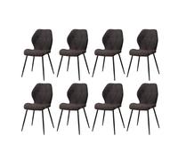 GrandCA HOME Lot de 8 Chaises de Salle à Manger, Chaises de Cuisine Nordiques, Chaises Rembourrées avec Pieds en Métal, Coussins en Tissu Losange, Noir-R