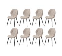 GrandCA HOME Lot de 8 Chaises de Salle à Manger, Chaises de Cuisine Nordiques, Chaises Rembourrées avec Pieds en Métal, Coussins en Tissu Losange, Beige-R