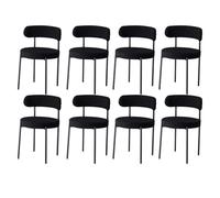 GrandCA HOME Lot de 8 Chaises de Salle à Manger, Chaises de Cuisine Rembourrées avec Velours Teddy, Chaises Modernes pour Salon, Cuisine, Salle à Manger, Noir