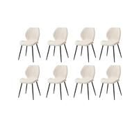 GrandCA HOME Lot de 8 Chaises de Salle à Manger Rembourrées, Chaises de Cuisine Nordiques, Chaises Rembourrées avec Pieds en Métal, Coussin en Tissu, Beige