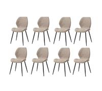 GrandCA HOME Lot de 8 Chaises de Salle à Manger Rembourrées, Chaises de Cuisine Nordiques, Chaises Rembourrées avec Pieds en Métal, Coussin en Tissu,Marron