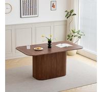 GrandCA HOME Table à Manger Rectangulaire avec Coins Arrondis, Table à Manger de Cuisine Moderne de 160 cm avec Base en Bois, Grand Plan de Travail en MDF, pour 4 à 8 Personnes, Veinage Bois Foncé