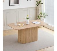 GrandCA HOME Table à Manger Rectangulaire avec Coins Arrondis, Table à Manger de Cuisine Moderne de 160 cm avec Base en Bois, Grand Plan de Travail en MDF, pour 4 à 8 Personnes, Veinage Bois Clair