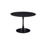 GrandCA HOME Table de Salle à Manger Ronde Moderne Noir de 110 cm avec Piédestal Design Tulipe, Table de Loisirs Mid-Century pour Cuisine, Salle à Manger et Salon