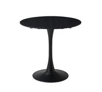 GrandCA HOME Table de Salle à Manger Ronde Moderne Noir de 80 cm avec Piédestal Design Tulipe, Table de Loisirs Mid-Century pour Cuisine, Salle à Manger et Salon