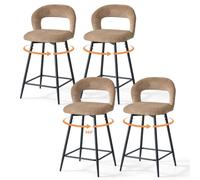 GrandCA HOME Tabouret Bar Lot de 4,Tissu Chenille,avec Repose-Pieds,Marron | Pivotants à 360°, Pieds en Métal, Bonne Respirabilité , Convient aux Restaurants, Bars, Cafés et Comptoirs de Bar.