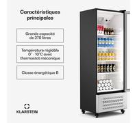 GrandCooler Réfrigérateur à boissons | 270 L | Eclairage LED | avec roulettes | 4 étagères B