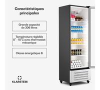 GrandCooler Réfrigérateur à boissons | 306 L | Éclairage LED | avec roues | 4 étagères B