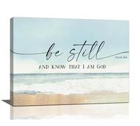 Grande Affiche Déco Murale Chrétienne « Be Still and Know That I Am God » - Impression sur Toile Encadrée pour Salon, Salle de Bain, Chambre Principale - 40,6 x 30,5 cm