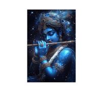 Grande affiche murale hindoue du Seigneur Krishna - Dieu bleu