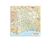 Grande affiche politique et administrative carte de la côte d'Ivoire décorative sur toile pour salon, chambre à coucher, 50 x 50 cm