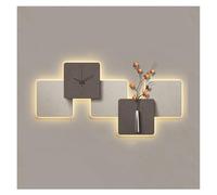 Grande applique murale décorative avec horloge et télécommande pour salon, lampe carrée moderne 3D sans tic-tac, horloge à suspendre pour chambre à coucher, bureau (orange, taille L)