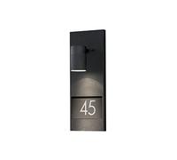 Grande applique murale extérieure/lampe de numéro de maison avec spot downlight, noir